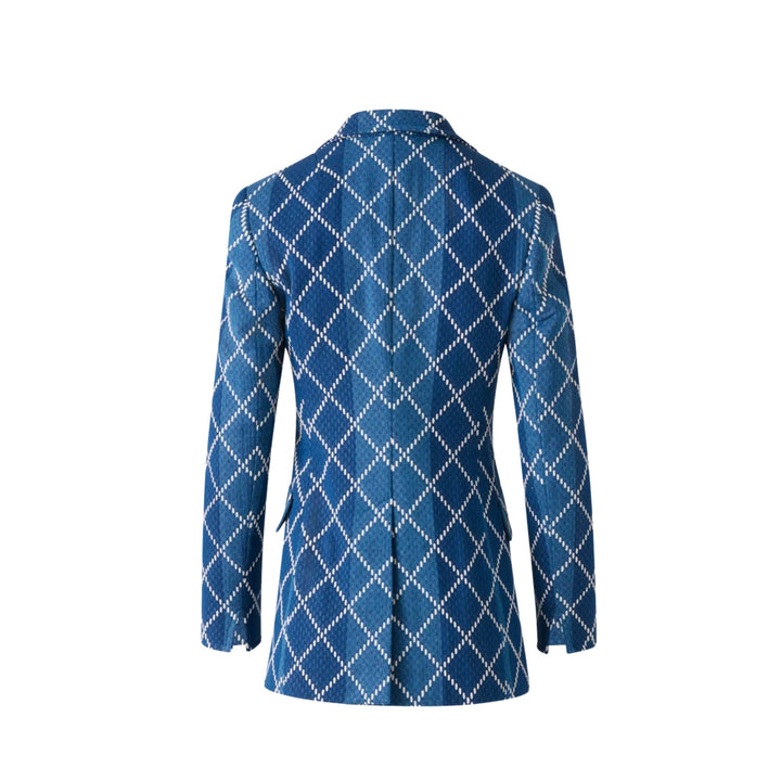 Long Cotton Blazer with Diamond Jacquard