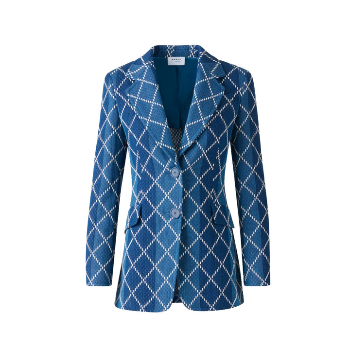 Long Cotton Blazer with Diamond Jacquard