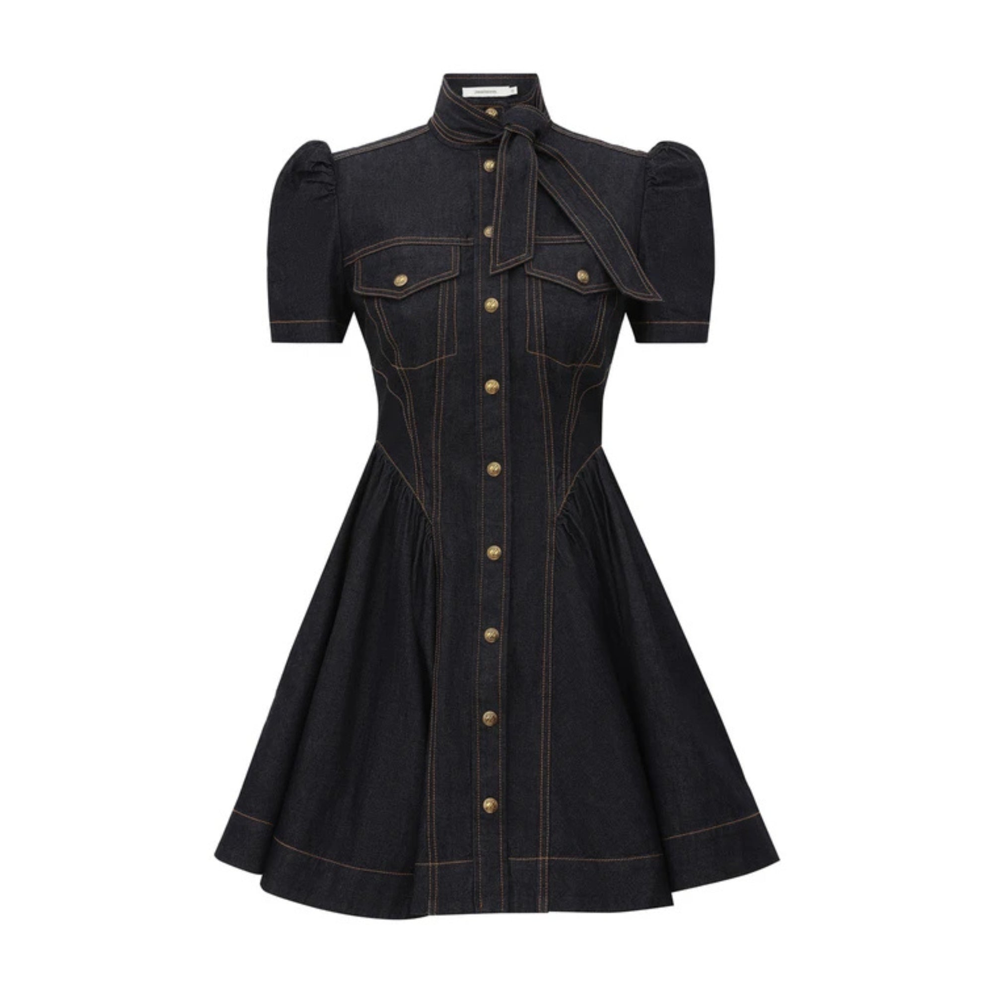 Denim Corset Mini Dress in Onyx Blue