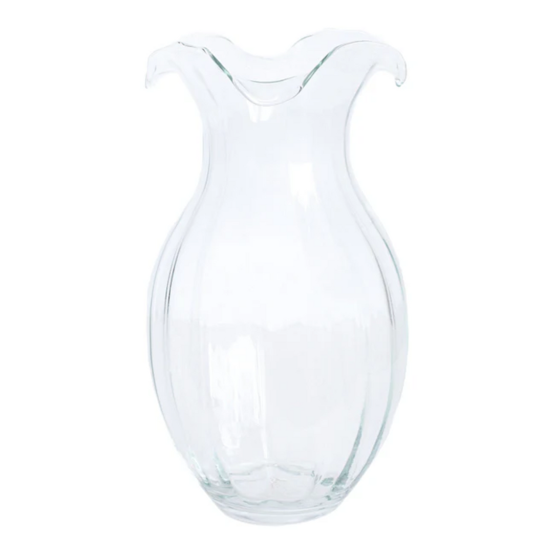 Hibiscus Glass Clear Vertical Fluted Large Vase