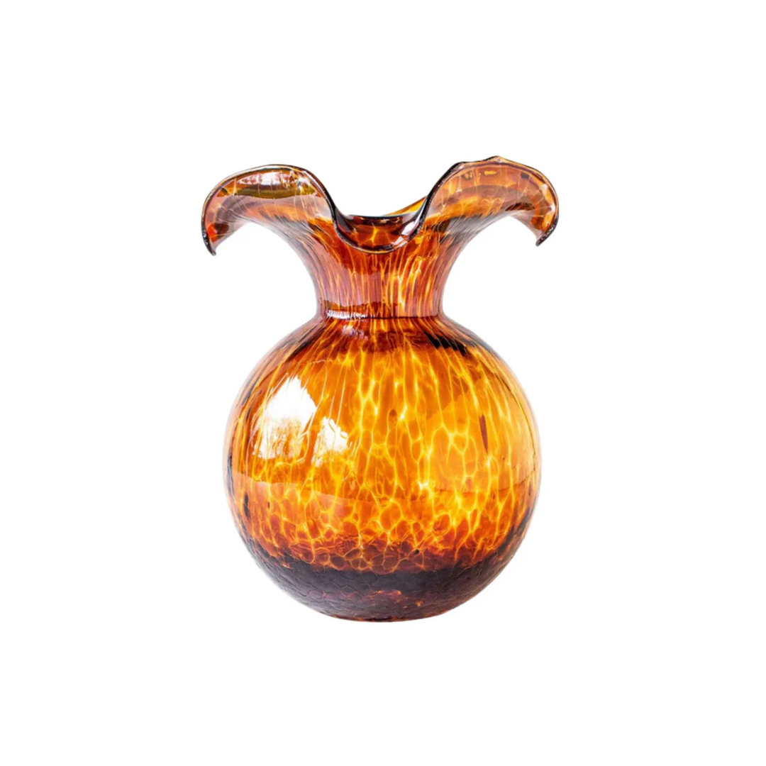 Hibiscus Glass Tortoiseshell Medium Fluted Vase