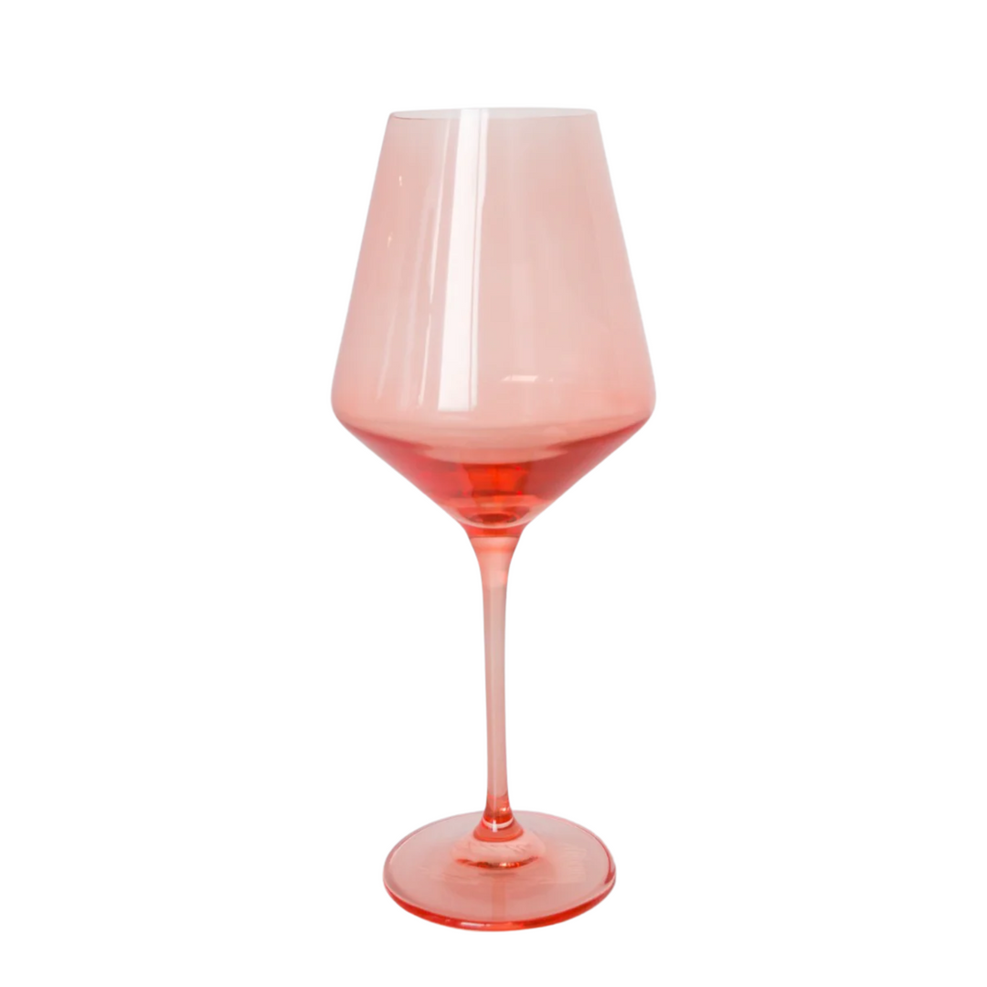 Wine Single Stemware Glass Coral Peach Pink