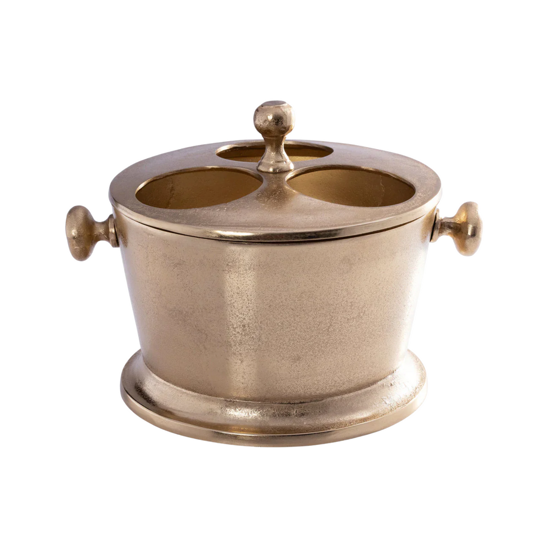 Raw Aluminum Three Bottle Wine Holder - Gold