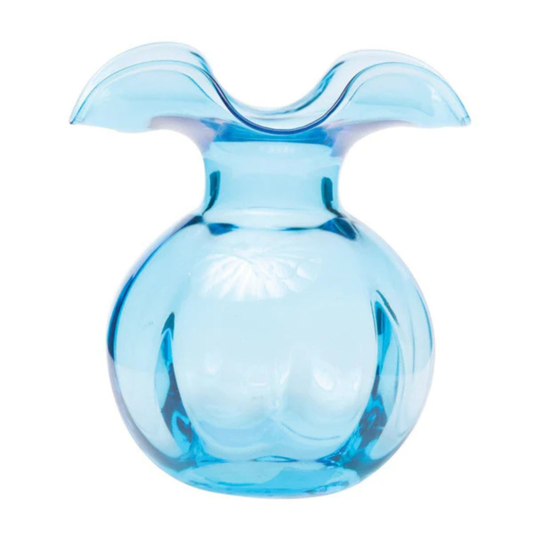 Hibiscus Glass Aqua Medium Flutted Vase