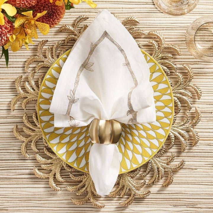 Bamboo Napkin - White/Gold/Silver