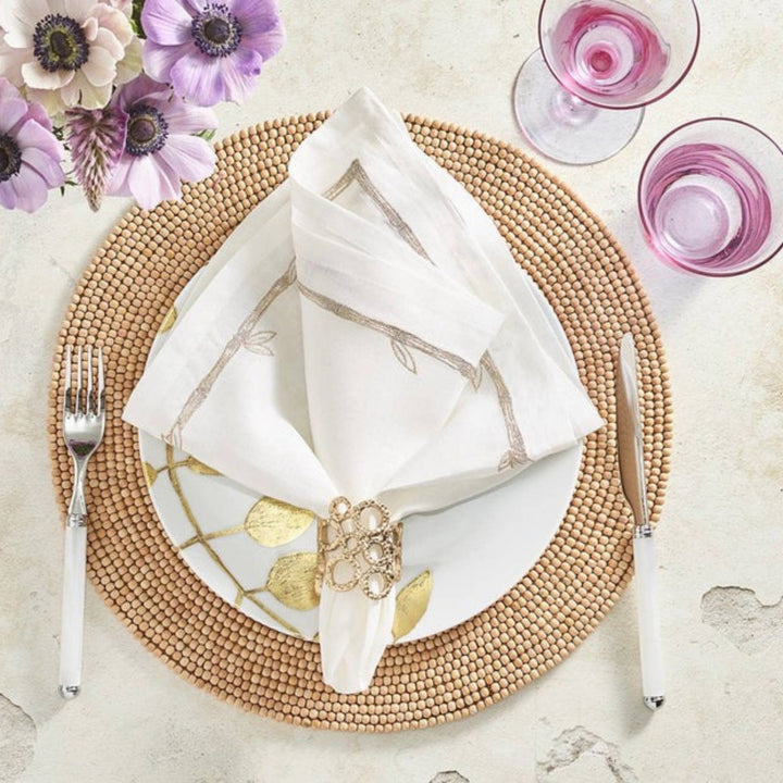 Bamboo Napkin - White/Gold/Silver