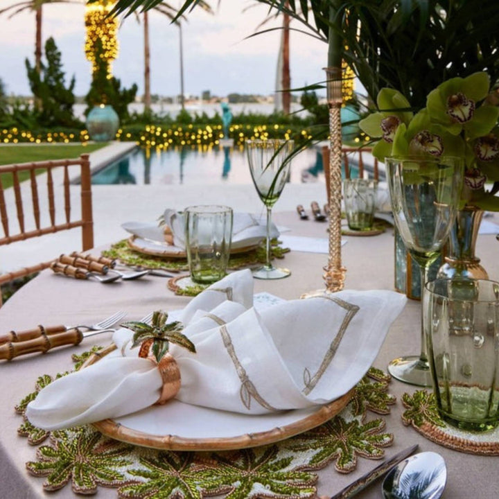 Bamboo Napkin - White/Gold/Silver
