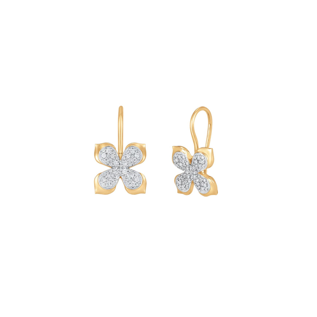 LIERRE Yellow Gold Diamond 4 PETAL REVERIE EARRINGS