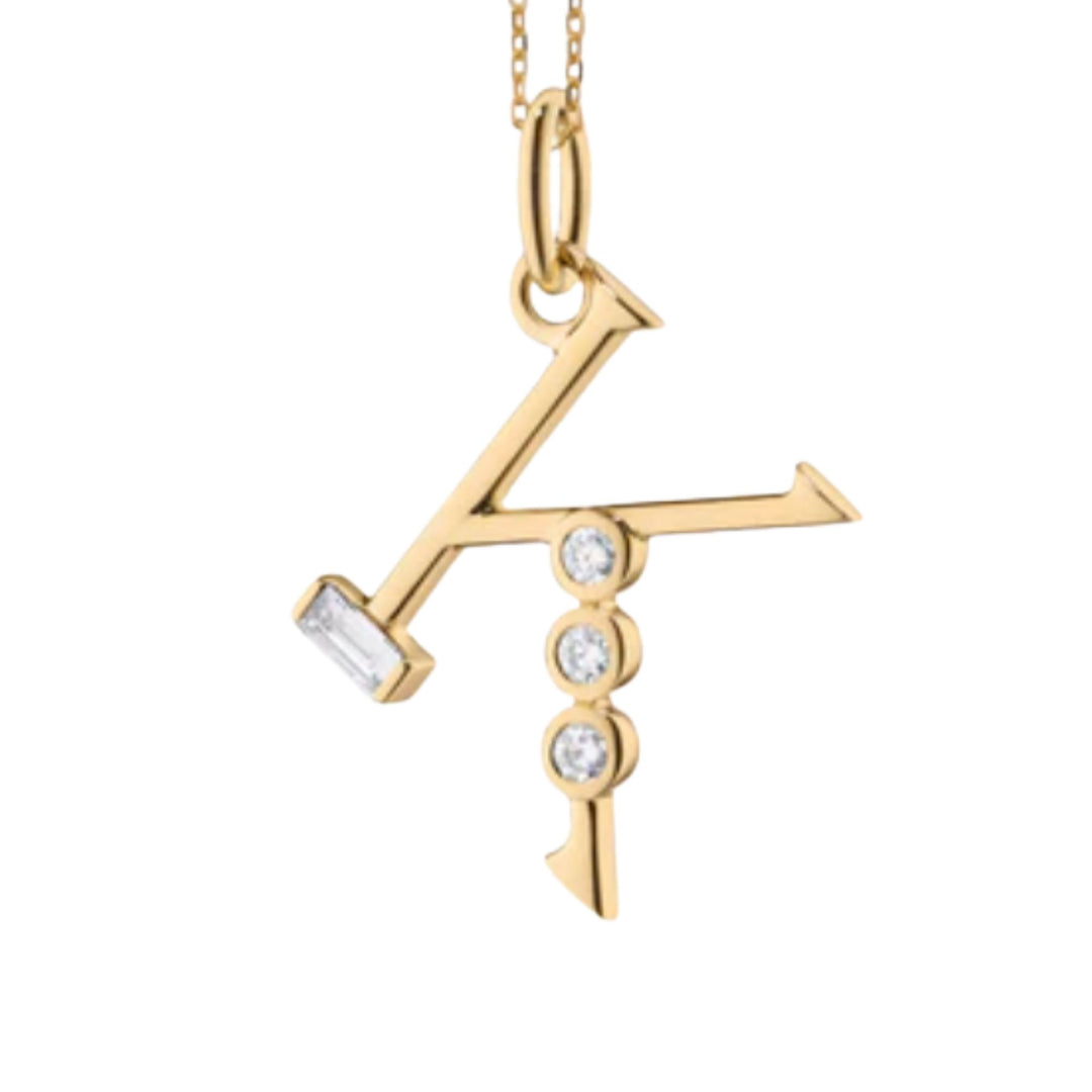 K Initial YG Charm with Diamonds