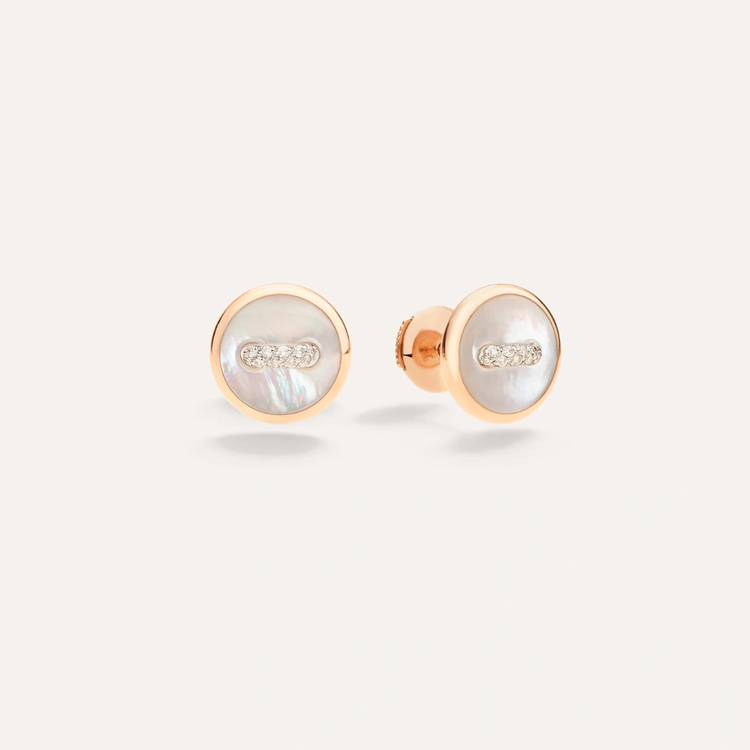 Earrings Pom Pom Dot RG MOP/Diamonds