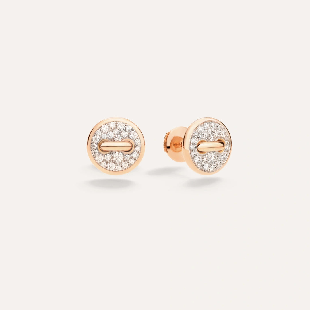 Pom Pom Dot Rose Gold Diamond Earrings