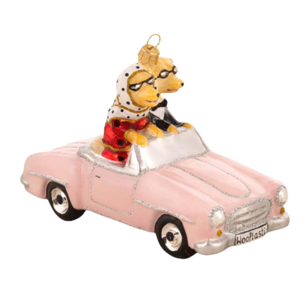 Pups in Pink Cabrio Ornament