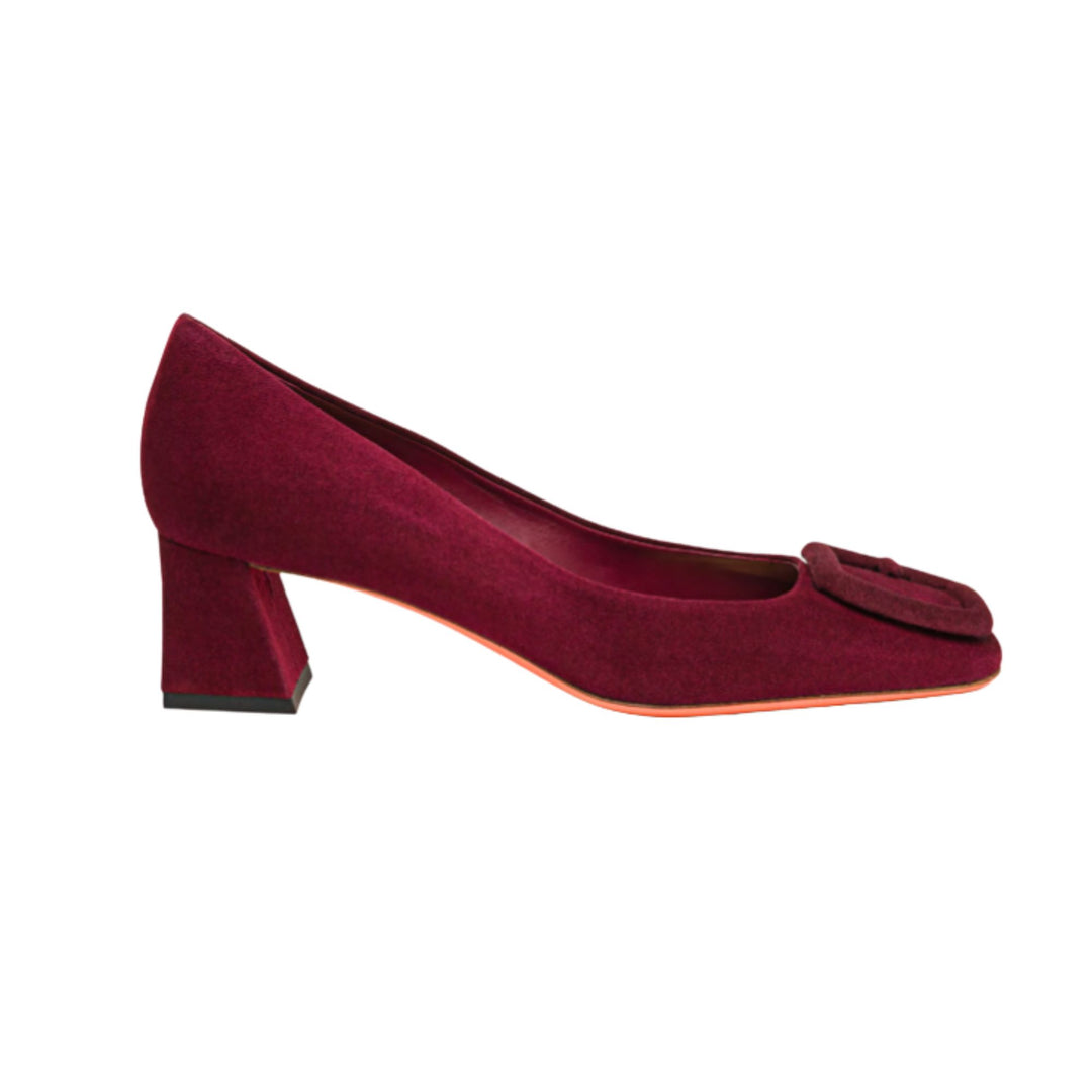 Block Heel Suede Pump