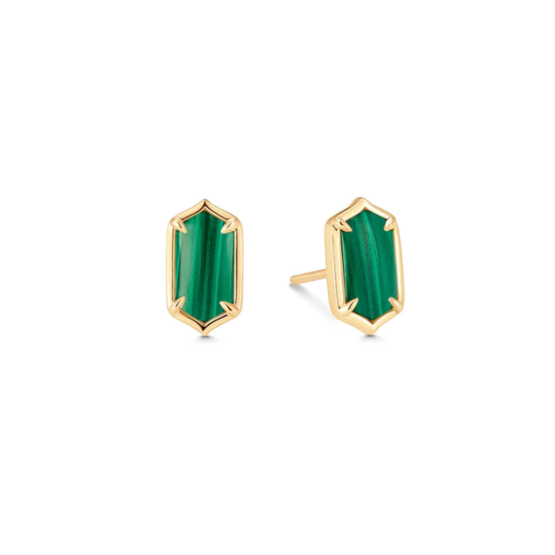 LUCIA Yellow Gold MALACHITE STUDS