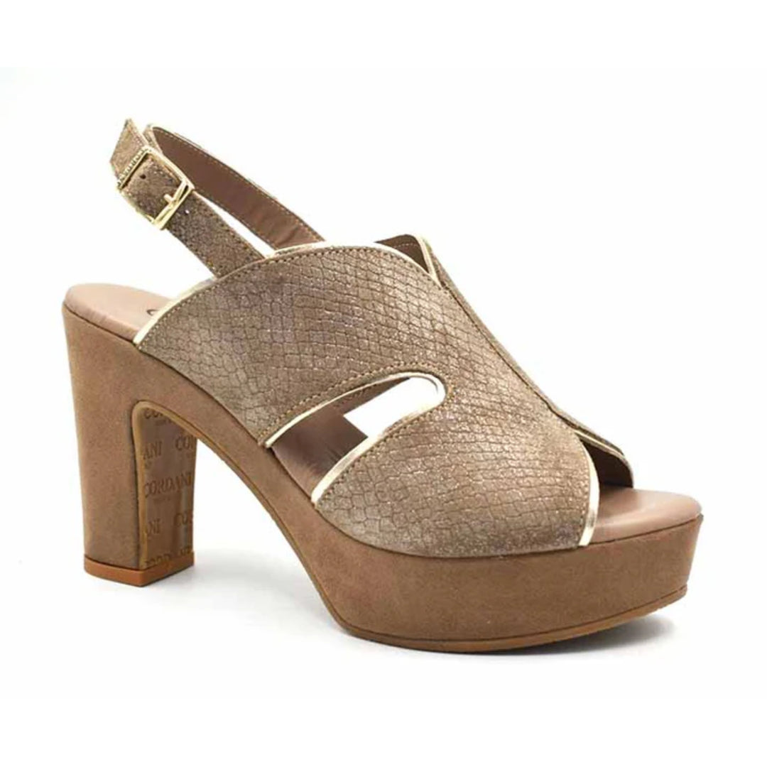Toni Block Heel in Fango Shimmer