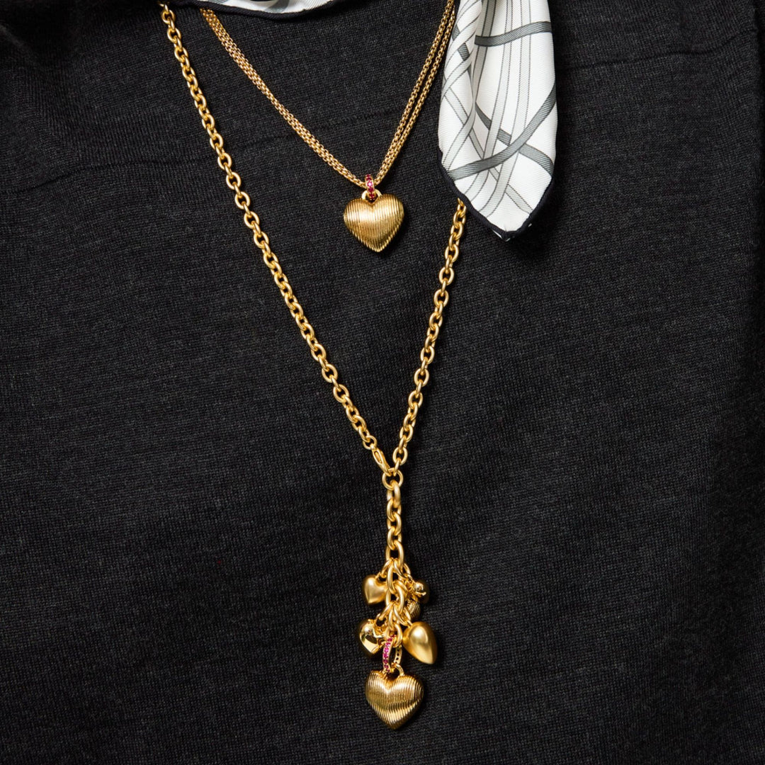 The Textured Heart Necklace - Gold - O/S
