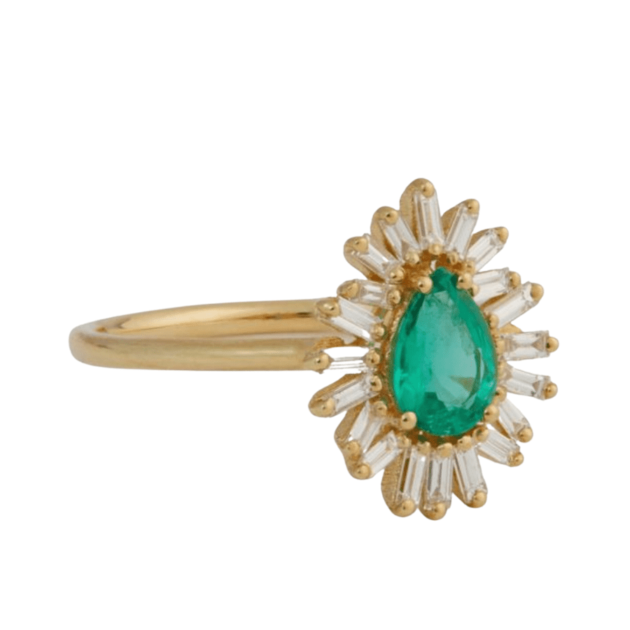 Emerald Pear Shaped Ring - Size 6.25