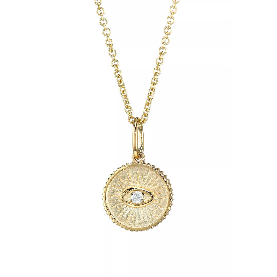 Small Marquis Eye Coin Charm Necklace