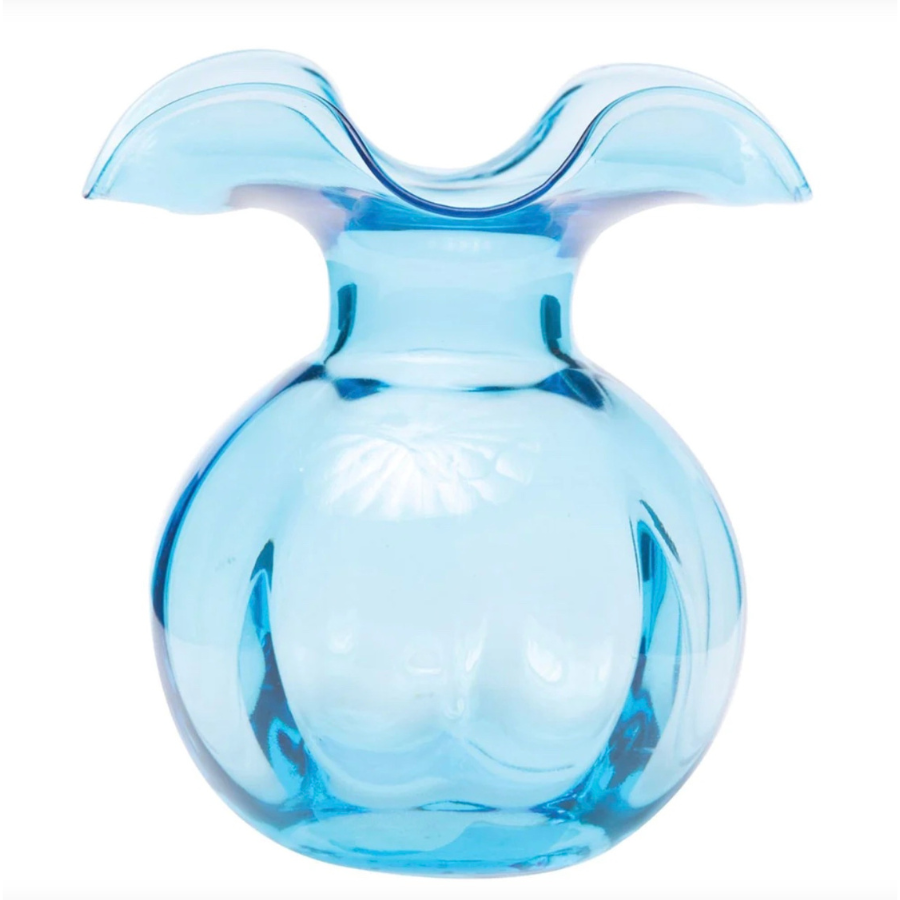 Hibiscus Glass Aqua Medium Flutted Vase