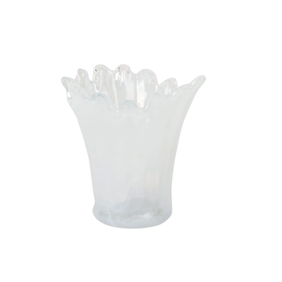 Onda Glass White Short Vase