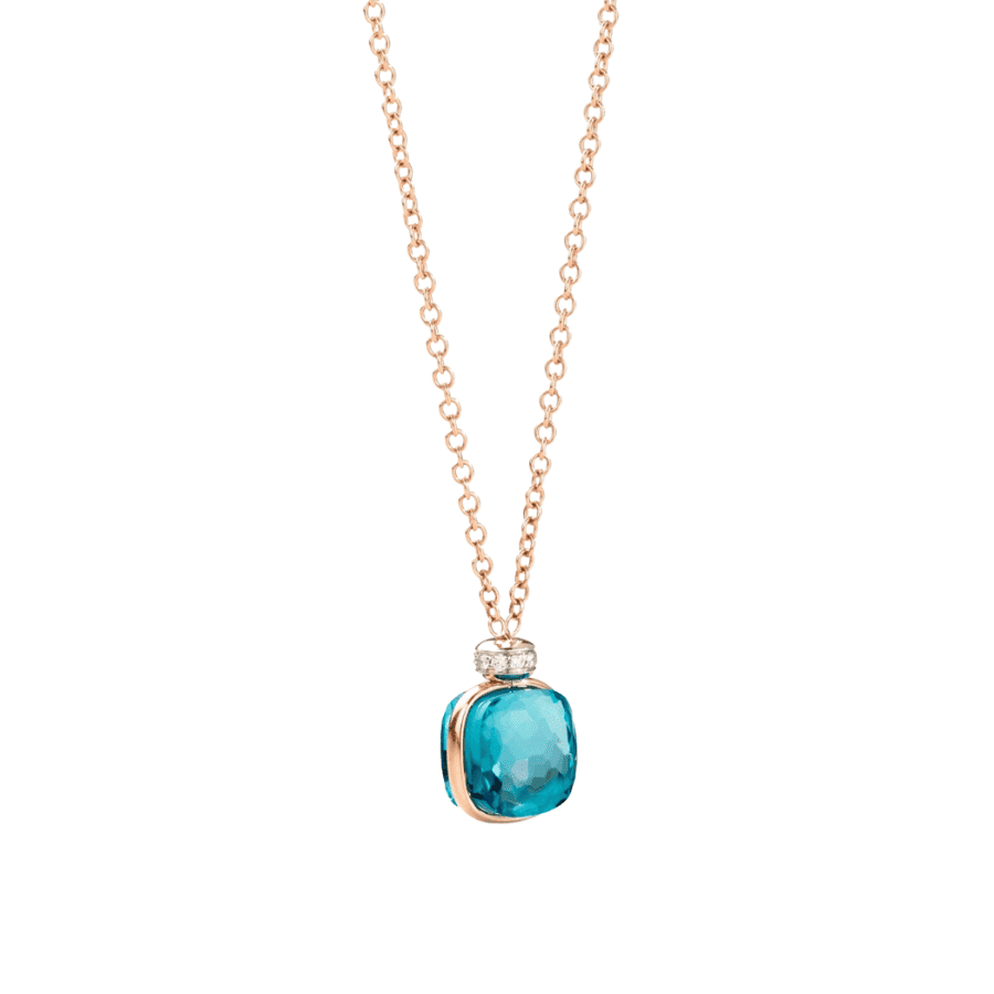 NECKLACE NUDO CLASSIC PENDANT RG/WG LONDONBLUETOPAZ DIAMOND