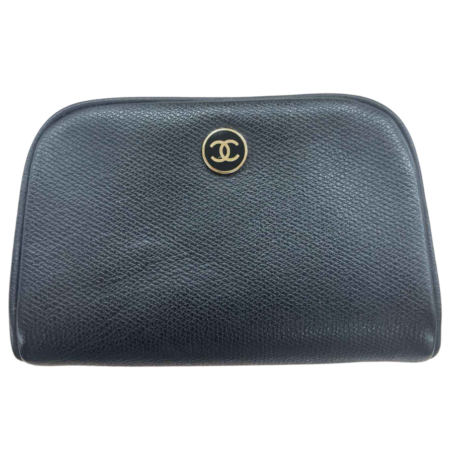 Chanel Black Leather Cosmetic Pouch S Gwynn s