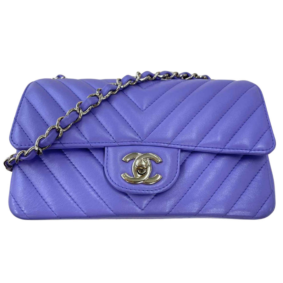 Chanel Purple Chevron Rectangular Flap Mini