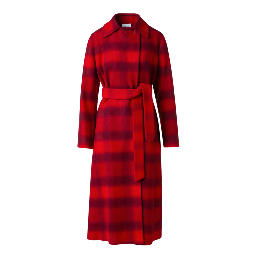 Check Belted Long Coat