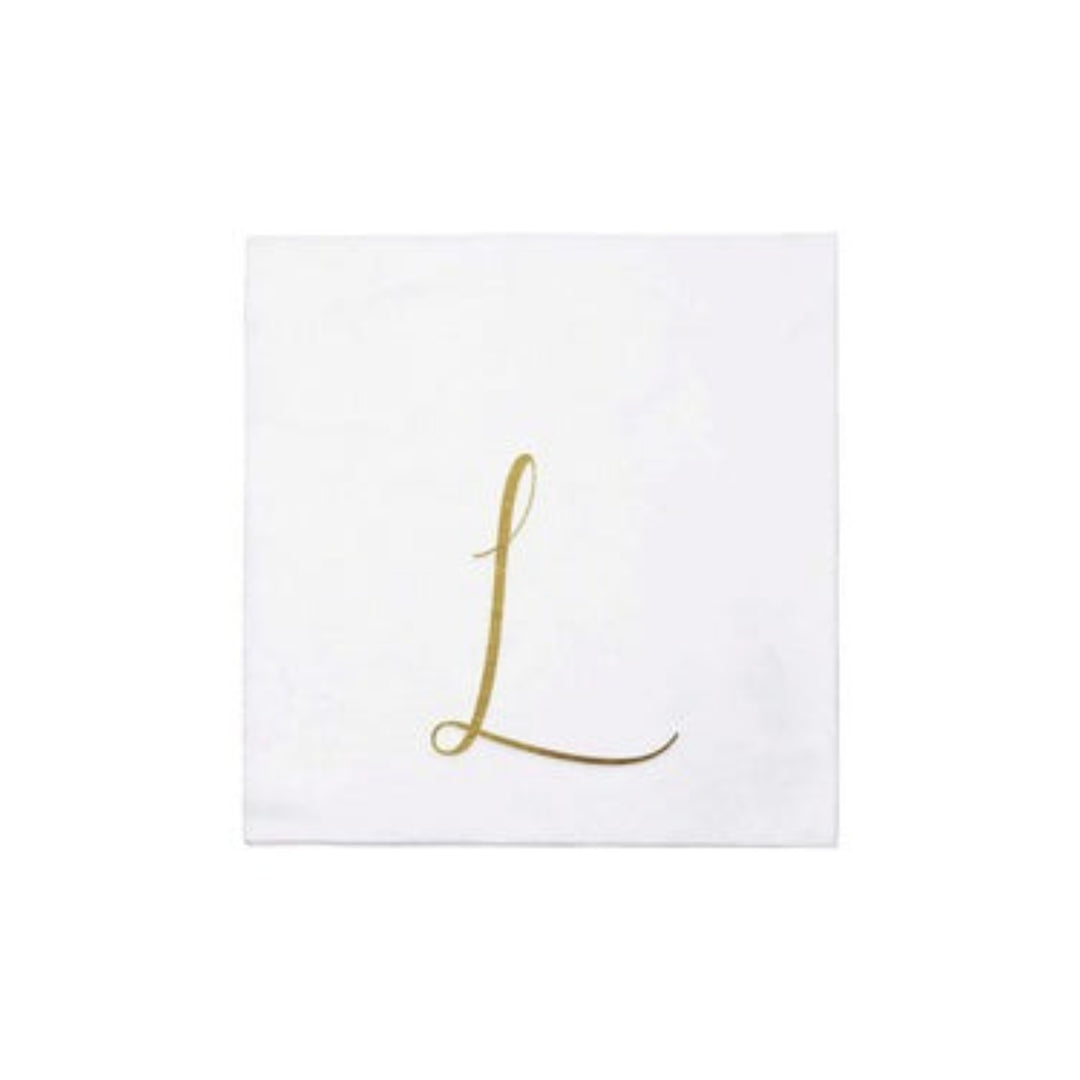 Vietri Inc Papersoft Napkins Gold Monogram L Cocktail (Pack of 20)