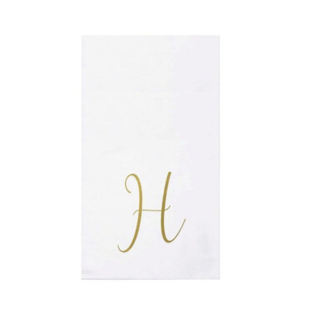 Vietri Inc Papersoft Napkins Silver Monogram H Guest Towels(Pack of 20)