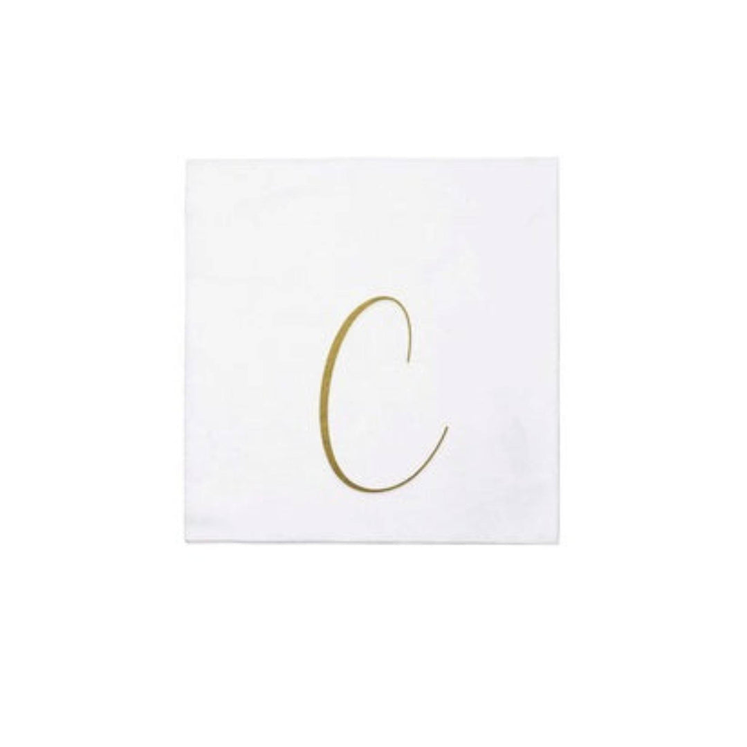 Papersoft Napkins Gold Monogram C Cocktail (Pack of 20)