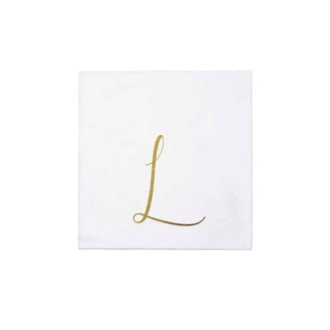 Papersoft Napkins Gold Monogram L Guest Towels (Pack of 20)