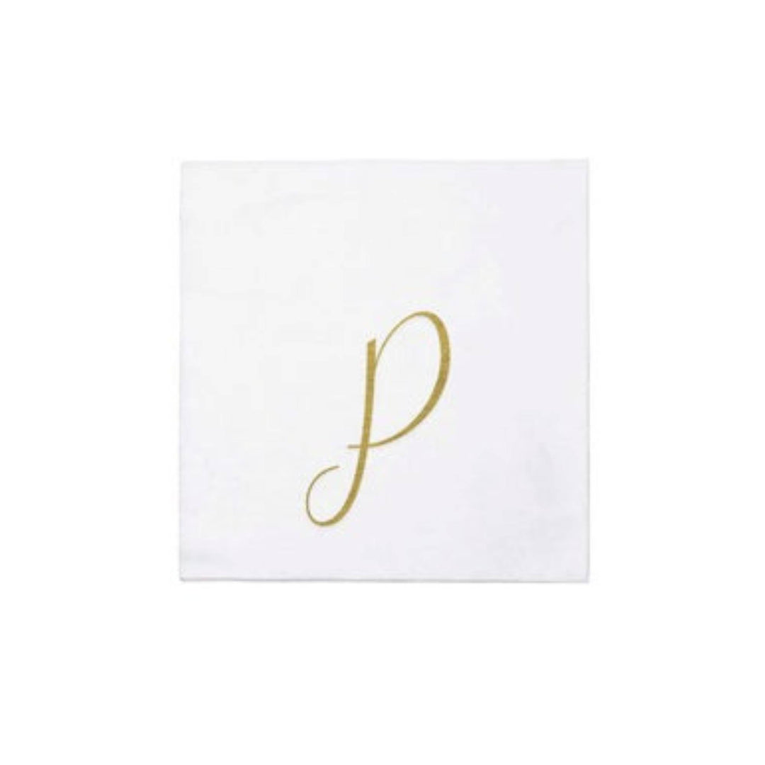 Papersoft Napkins Gold Monogram P Cocktail (Pack of 20)