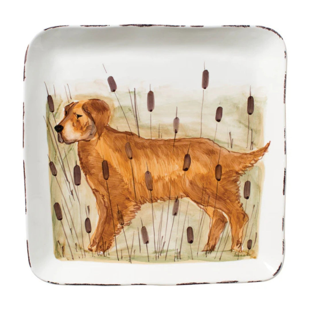 Wildlife Hunting Dog Lg. Squre Platter