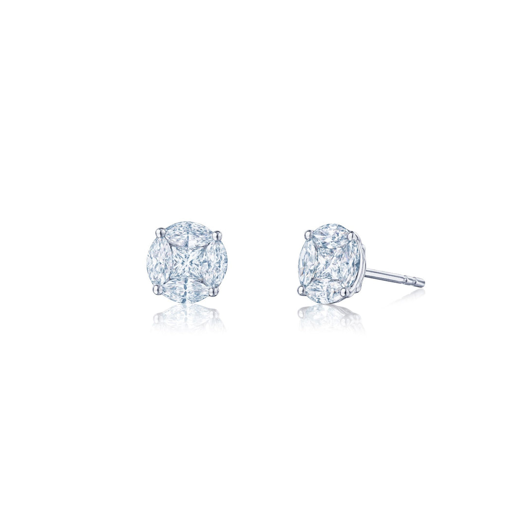 Sunburst Round Illusion Diamond Earrings