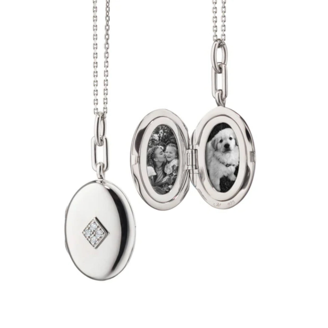 Oval Diamond S/S Locket on 17" Chain - No Color - NONE