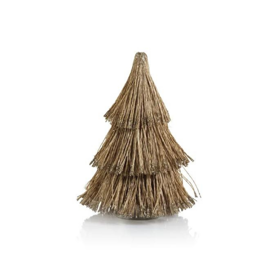 Natural Tree with Champagne Glitter Trim 8 Inch
