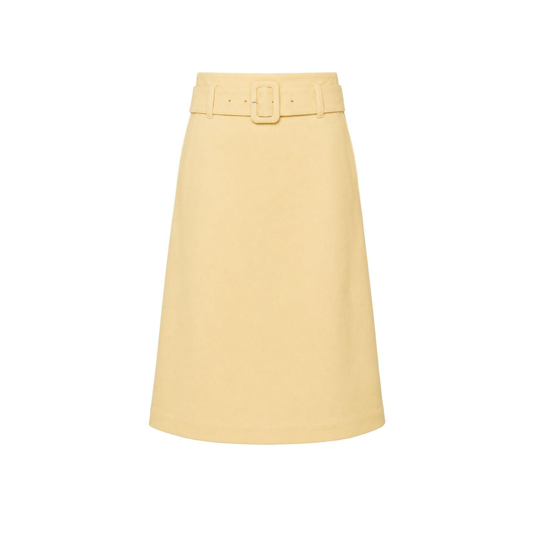 Modern Structure Belted Midi Skirt
