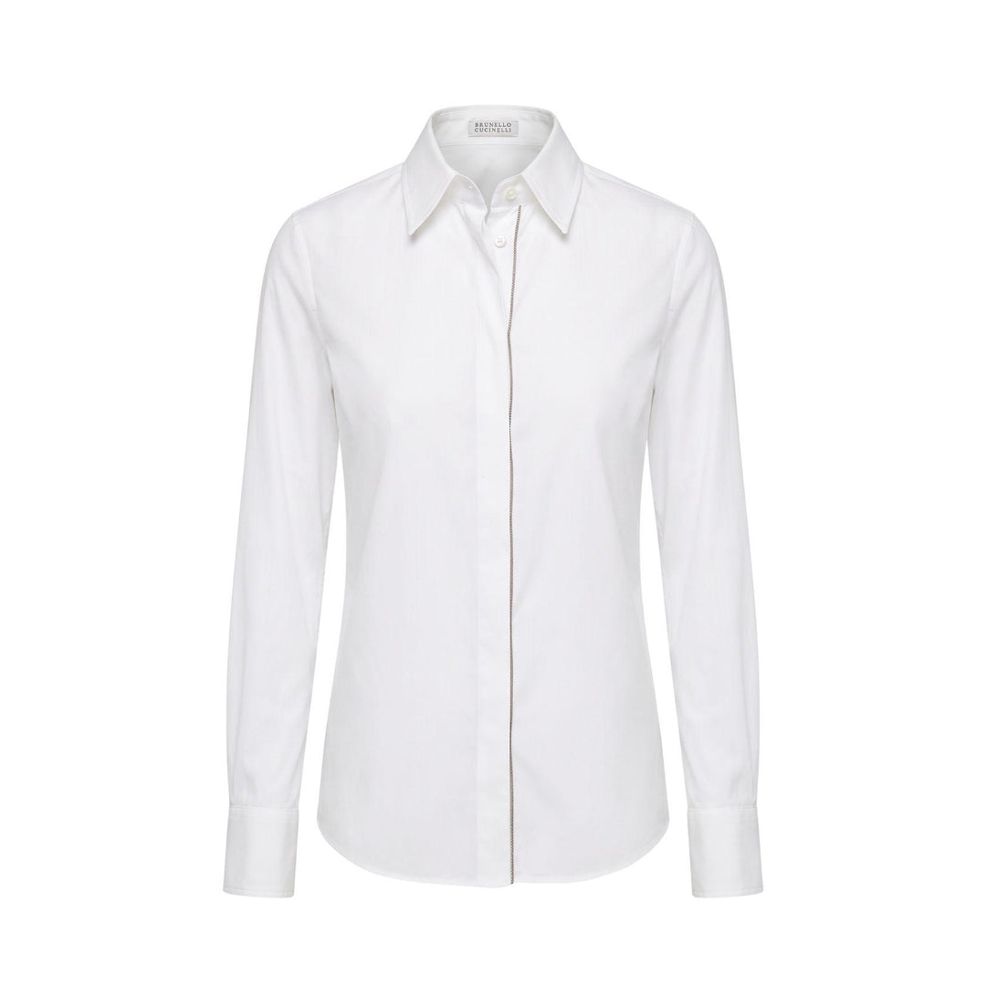 Cotton Poplin Monili Trim Shirt