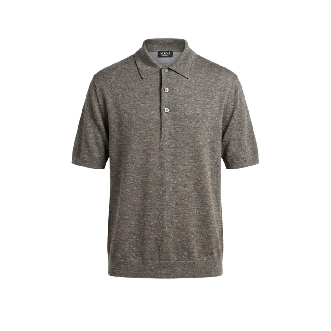 Silk Cashmere Linen Polo in Grey