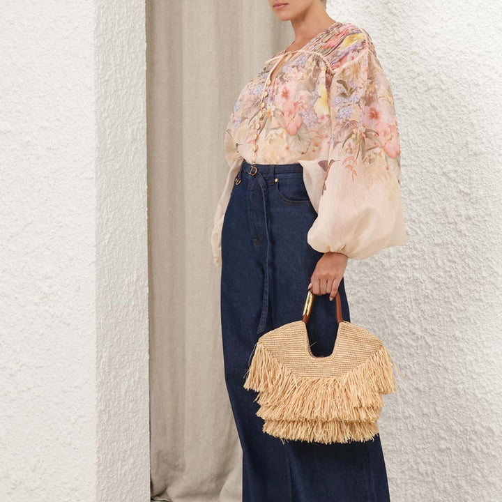 Illuminate Drawn Blouse - Ivory Tropical