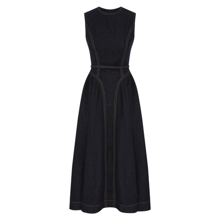 Denim Panelled Midi Dress