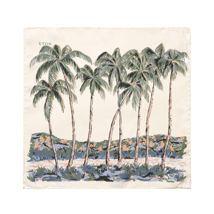Mid Green Palm Tree Silk Pocket Square - Mid Green - NONE