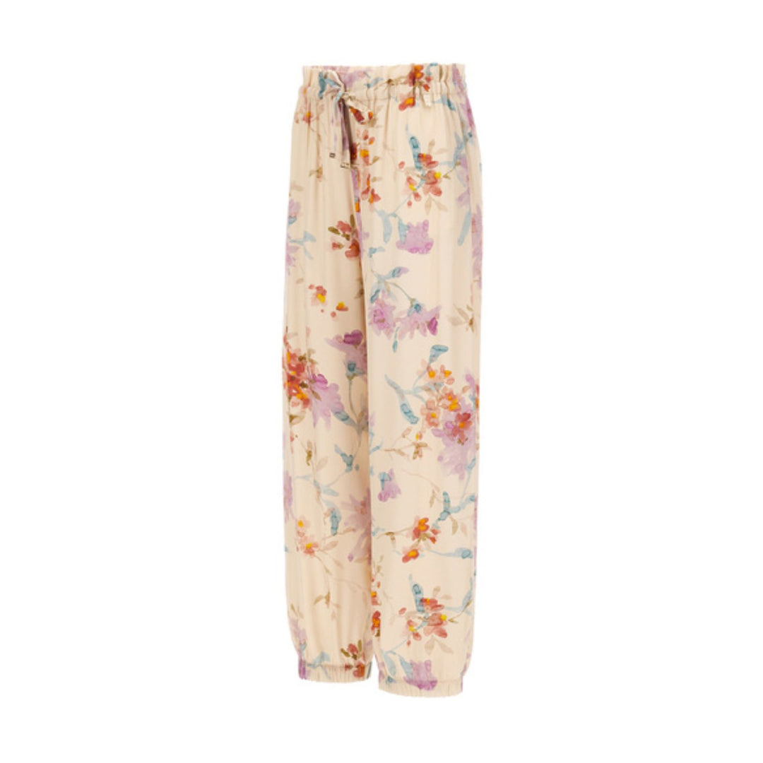 Floral Pull On Pant With Tie