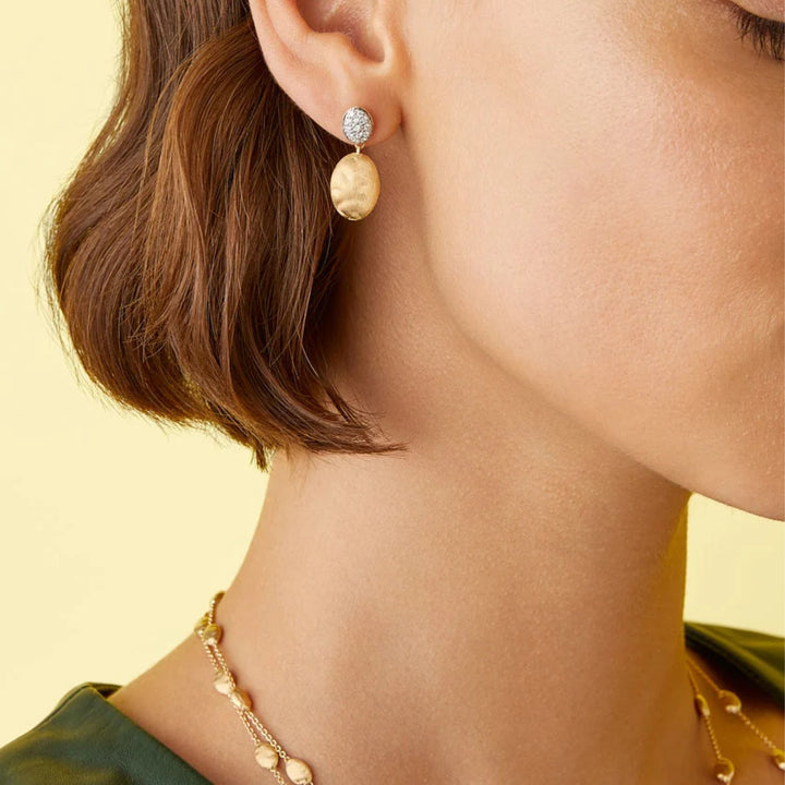 Siviglia Bean Earrings with Diamonds 18K YG