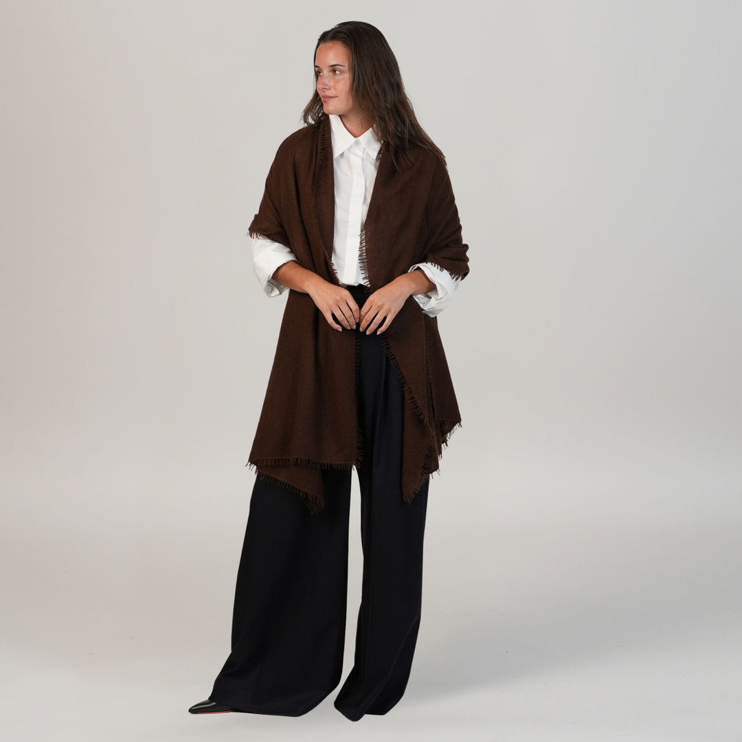 Luxo Sparge Cashmere Stole in Conte Brown
