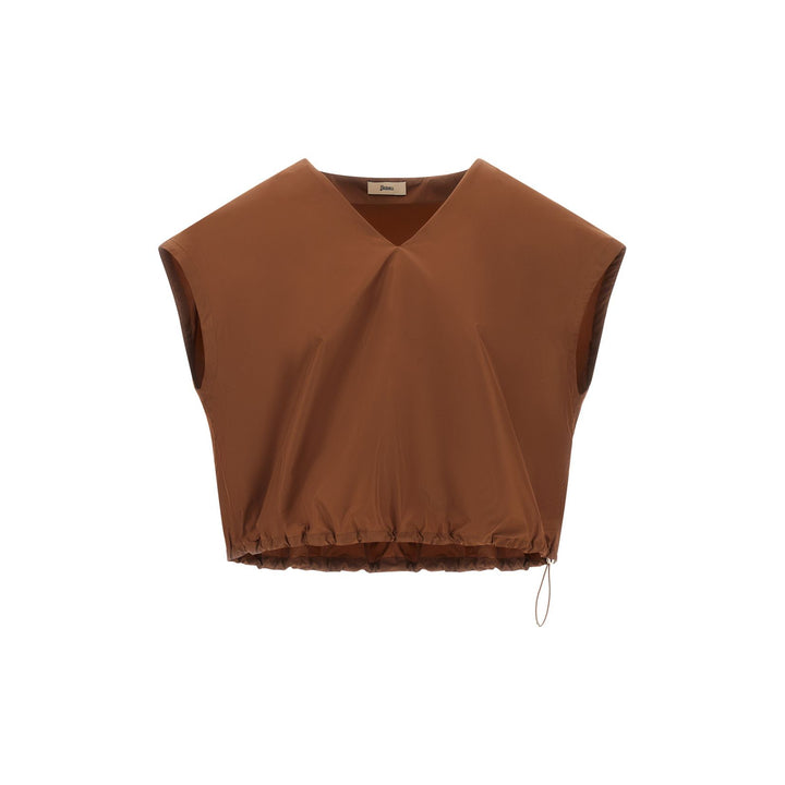 New Techno Taffeta Sleeveless V Neck Top
