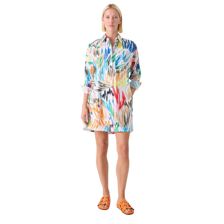 Felice Elastic Waist Scribble Print Cotton Shorts