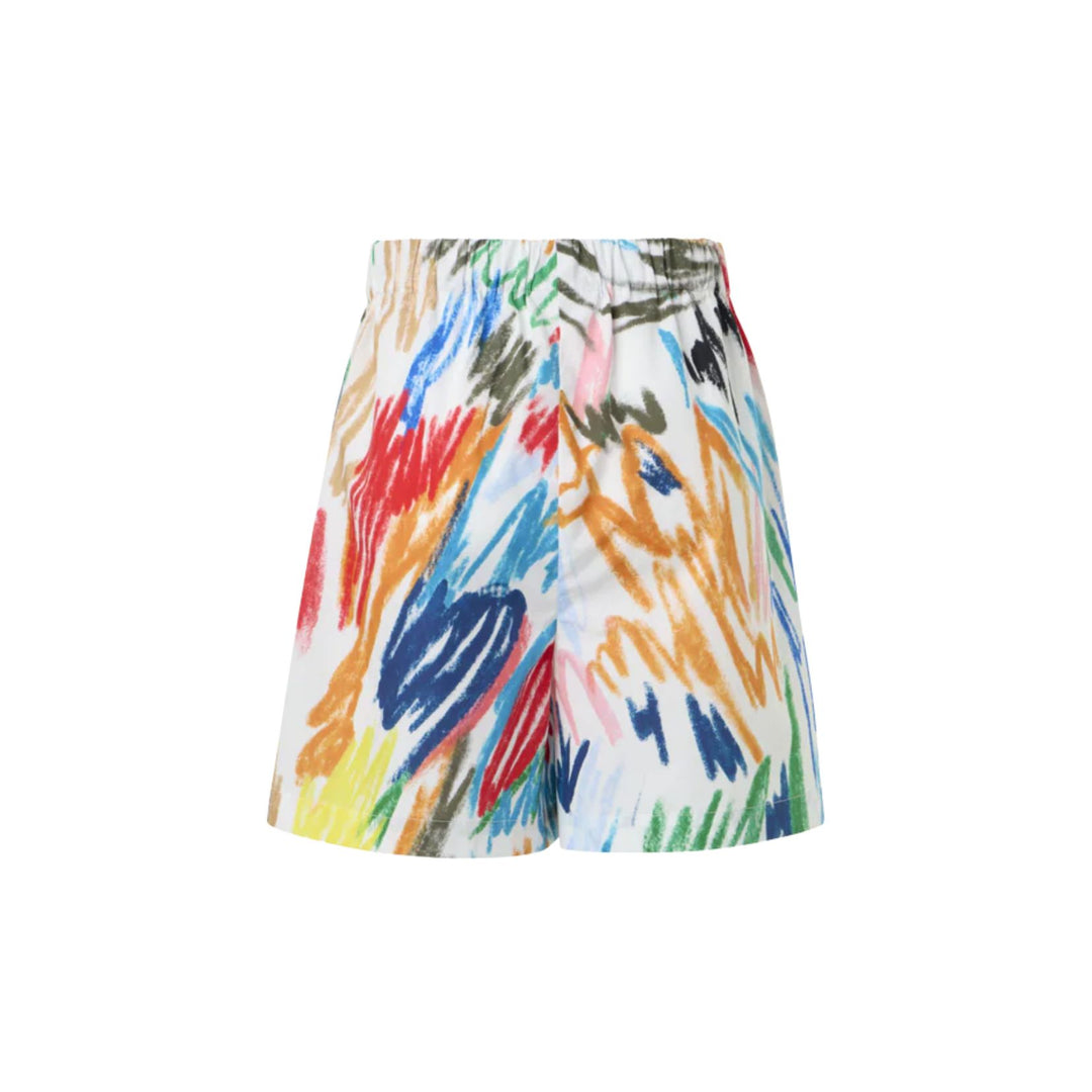 Felice Elastic Waist Scribble Print Cotton Shorts