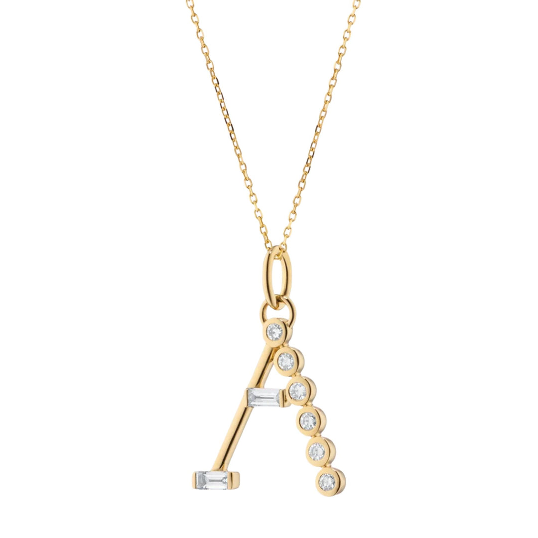 "A" Initial Charm on 17" Chain Necklace